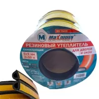 Уплотнитель резиновый самоклеящийся большой 2x50 м, сечение 9х6мм, профиль "D", черный, «Maximum» MX